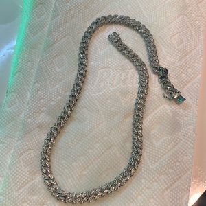 18 inch 14k White Gold Encrusted Cuban Necklace